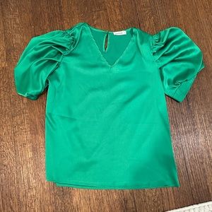 Green silky top